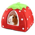 Small Pet Bed for Small Rabbit Guinea Pig Hamster Bunny Animals Warm Sleeping House for Winter (Red)