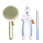 Foodie Puppies Grooming Tool Combo of Pet Self Cleaning Slicker Brush and Nail Clipper | Round Head Slicker + Nail Cutter Clipper Trimmer Filer (Large) for Small to Medium Dogs and Cats