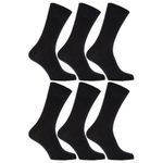 Mens 100% Cotton Non Elastic Top Gentle Grip Socks (Pack Of 6) (US Shoe 12-15) (Black)