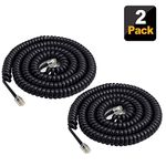 SHONCO Phone Cord Landline, 2 Pack Black Coiled Telephone Handset Cord 23 Ft Uncoiled / 3 ft Coiled Telephone Cord Line Wire Telephone Accessory