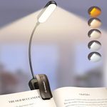 Glocusent 20 LED Reading Lights for Books in Bed, Eye Caring Reading Light, 5 Colors & 5 Brightness 3–100LM Dimmable, 1200mAh Rechargeable Book Light to 90H, Lightweight Clip on Light for Book Lovers