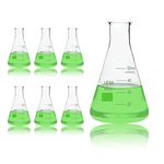 Utile 6pcs of 50ml Glass Erlenmeyer Conical Flasks, Narrow Mouth, Borosilicate 3.3 Glass with Printed Graduation, 4016.0050.6