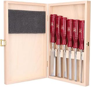 Kirschen 1103000 Firmer Chisel Set with Plastic Handle 6 Pcs. In Wooden Box in Red
