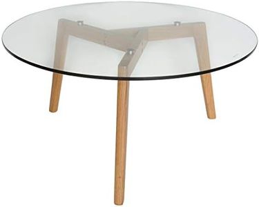 SK Designer Living Stad Round Glass Coffee Table - Natural