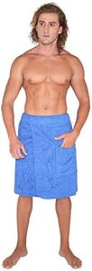 (Small/Medium, Royal Blue) - Arus Men's Adjustable Hook and Loop Closure on Waist Turkish Cotton Shower and Bath Wrap
