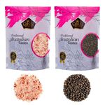 Cerez Pazari Whole Black Peppercorns 250g, Himalayan Pink Salt (Coarse Grain) 650g, Premium Quality, Freshly Packed For Grinder Refill, Resealable Bulk Bag, Non-GMO and Gluten Free