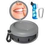 Denture Bath Box, Retainer Case for Braces, Leakproof Portable Retainer Box, Denture Cleaning Kit with Cleaner Brush Carabiner, Strainer & Mirror, Denture Cup for Aligner Retainer Mouth Guard