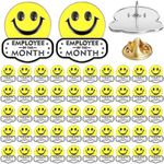 Tondiamo 35 Pcs Employee Award Lapel Pins Bulk Employee of The Month Pins Smile Face Lapel Pin Motivational Certificate Funny Enamel Pins Employee Appreciation Gifts for Award Staff Team