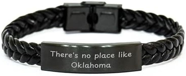 CUCOLUS Oklahoma Braided Leather Bracelet, There's No Place Like Oklahoma, Christmas Unique Gift for Men, Women, Friends, Family, Coworkers