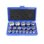 19 Pcs Spline Socket Set Metric, 12 Point Cr-V Socket Set, 1/2" Drive 8-32mm Spline Tool with Enhanced Storage Case