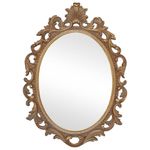 SIMON'S SHOP Oval Mirror Baroque Style Decorative Mirrors for Wall, 18.3 x 13 inches, Gold, Vintage Decor