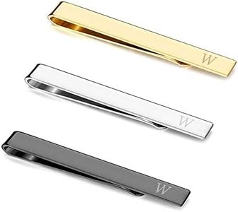 UBGICIG 3 Pcs Stainless Steel Tie Clips for Men Elegant Personalized Letter Tie Clip Set for Men Classic Gold Plated Silver Black Tone Tie Bar