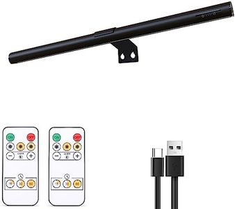 Battery Operated Wireless Picture Light，Rechargeable 19.7inch Painting Display Light,Remote Control Wall Lights with Three Modes and Timing for Art Frame (Black)