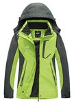 Diamond Candy Women Windproof Hooded Waterproof Rain Jacket Lightweight for Hiking Green