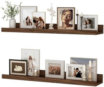 Floating Shelves Set of 2, 60 cm Walnut Floating Shelves for Wall Mounted Shelf Picture Ledge Shelf Kids Bookshelf for Living Room Kitchen Bedroom Bathroom Photo Display Home Organization & Wall Decor