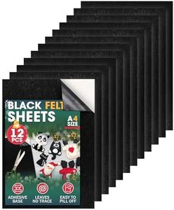 12-Pack Sticky Black Felt Sheets – 8.3"x11.8" (A4 Size) Self-Adhesive | Soft Black Felt Fabric with Strong Adhesive | Water-Resistant & Easy to Cut for Crafts, Jewelry Box Liners, Furniture Protection