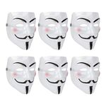 Party Propz Anonymous Face Mask - Large 6 PCS | Hacker Face Mask for Boys | V for Vendetta Face | Guy Fawkes Mask | White Face Mask | Cosplay Mask | Birthday Mask for boys | Happier Mask