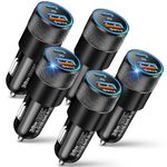 USB C Car Charger, 38W Dual Ports USB-C & USB-A Car Charger Adapter Fast Charging Cigarette Lighter USB Charger for iPhone 15 Samsung S24, Pixel Cargador para Carro Phone Plug for Car (5-Pack)