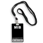 Man in Black ID Badge Prop Costume, Man in Black ID Badge Holder with Lanyard, Decorative Cosplay Spy Decorations Secret Agent ID Card Holder, Halloween Costumes ID Badge Props,Black, 1 Pack