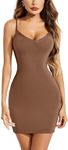 Avidlove Women Full Slips Dress Slip Adjustable Spaghetti Strap Shapewear Dress Sleepwear Brown L