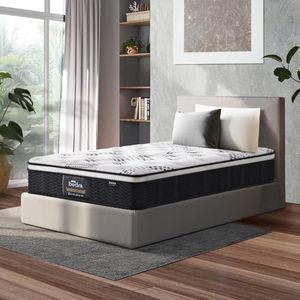 Single Size Mattress, Bedra Bedding Single Bed Mattress with Cool Gel and Eurotop 22cm Thickness Medium Firm