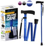 Walking Cane for Women - Lightweight Cane for Men - Foldable, Adjustable & Collapsible Cane for Seniors - Soft Ergonomic Handle Grip with Nylon Strap