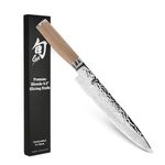 Shun Premier Blonde 9.5" Slicing Knife, Handcrafted Japanese Meat Slicing Knife, Long and Thin Blade, VG-MAX Core with Damascus Stainless Steel Cladding, Pakkawood Handle