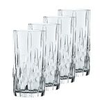 Nachtmann Shu FA Series Long Drink Set of 4, Clear Crystal Glass, for Cocktails and Cold Beverages, 12 – Ounce Cup, Dishwasher Safe