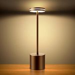 Hapfish Rechargeable Cordless LED Table Lamp, 5000mAh Battery Operated Table Lamps, 3 Color Modes, Dimmable, USB Desk Light for Home, Dining, Indoor, Outdoor, Living Room – Brown