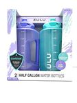 ZULU Half Gallon Water Bottles with Hydration Tracking Time Markers, 2 Pack, 64 Oz (Grape/Aquaviva)