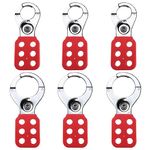 RealPlus Lockout Tagout Hasp, Steel Lock Out Tag Out Hasp, 1" and 1.5" Jaw Nylon Handle (Pack of 6)