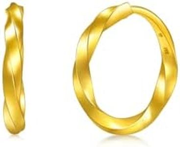 CHOW SANG SANG 999.9 24K Gold Essence Knot Hoop Earrings for Women 95562E