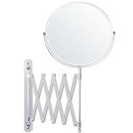 BELLE VOUS Chrome Wall Mounted Extendable 360° Swivel Mirror - 3X Magnification - 22 x 21.7cm/8.66 x 8.54 inches - Double-Sided Rotating Stainless Steel Bathroom Vanity Mirror for Makeup and Shaving