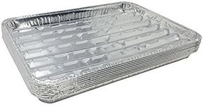 Pack of 15 Disposable Aluminum Broiler Pans – Good for BBQ, Grill Trays – Multi-Pack of Durable Aluminum Sheet Pans – Ribbed Bottom Surface - 13.40" x 9" x 0.85"