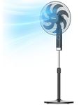 Midea MPF23MTBUK 50W Pedestal Fan, 3 Speed Settings, 7 Bionic Blades, 90° Oscillation, Adjustable Height Stand Fan, 2H Timer, AC Motor For Powerful and Quiet Operation, Black