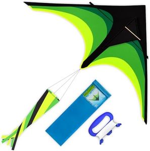 Previvo Large Delta Kite for Adults & Kids （Ages 4-12） - Easy to Fly Single Line Beach Kite with 300ft String Handle, Durable & Colorful Outdoor Fun Toy