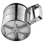 Flour Sifter, Stainless Steel Sifter for Baking, Double Layer Fine Mesh Baking Sifter, One Hand Press Crank Sifter for Powdered Sugar Shaker Duster, Flour Sieve Sifter for Baking Cakes Rondauno