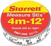 Starrett Tape Measure Stix with Adhesive Backing - Mount to Work Bench, Saw Table, Drafting Table - 1/2" x 12', English Metric, Left-Right Reading - SM412ME