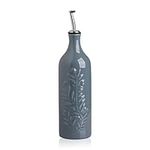 Sweejar Home Large Ceramic Olive Oil Dispenser Bottle, 700ml Relief Opaque Oil Cruet Protects Oil To Reduce Oxidation,Oil Dispenser for EVOO, Vinegar, Soy Sauce, Pack of 1 (Fog blue)