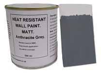 1 x 500ml Matt Anthracite/Dark Grey Heat Resistant Wall Paint. Wood Burner Stove Alcove. Brick, Concrete, Plaster, Cement Board, Rendering, Metal, Timber etc.