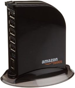 Amazon Basics 7 Port USB 2.0 Hub Tower with 5V/4A Power Adapter, Black