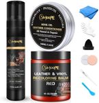 Leather Repair Kit for Furniture,Leather Recoloring Balm Cleaner Mink Oil Polish for Car Seat Couch Shoe,Leather Vinyl Dye Sofa Boots Bag Scratch Fade Color Restorer Stain Remover (Red)