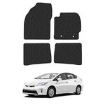 Rubber Car Mats Compatible with Toyota Prius (2012-2016) Tailored Fit Rubber Floor Mats Set Accessory Black Custom Fit 4 Pieces with Clips - Anti-Slip Backing, Heavy Duty & Waterproof