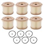 Aramox Oil Water Separator Filter, 6 Pcs Fuel Filter Water Separator Oil Water Filter Kit Replacement for RACOR 2010PM‑OR 500FG