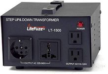 LiteFuze LT Series 1500 Watt Voltage Converter Transformer Step Up/Down - 110v to 220v / 220v to 110v Power Converter - Fully Grounded Cord - Universal Socket, CE Certified [5-Years Warranty]