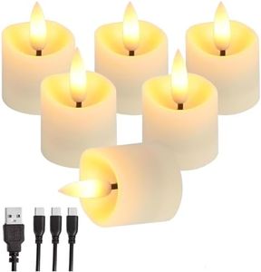 Rechargeable Flameless Tea Light Candles with Timer Remote, 1.5"x2.2", Electric Flickering Votive Candles, 6 Pack, for Wedding Centerpiece Table Decor