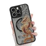 KANGHAR for iPhone 14 Pro Max Case Dragon Matte Aesthetic Cute Pattern Magnetic [Compatible with Magsafe] + Screen Protector Slim Shockproof Full Body Protection for Girls Women