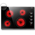 Karinear Ceramic Hob, Built-in 4 Burners Electric Hob 77cm Ceramic Cooker with Electronic Knob Controls, Residual Heat Indicator, 6700W, Hard Wired, No Plug Included