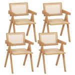 Giantex Rattan Dining Chairs Set of 4, Boho Cane Living Room Chairs, Max Load 330 Lbs, Wooden Dining Chairs, Bamboo Accent Armchair for Living Room, Dining Room, Natural