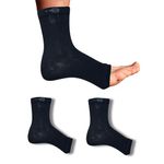 ecosync Open Toe Bamboo Compression Socks | Unisex | Nano Compression Socks for Neuropathy | Black | Plantar Fasciitis Relief | Arch Support | Ankle & Foot Swelling | Injury Recovery | Heel Pain |